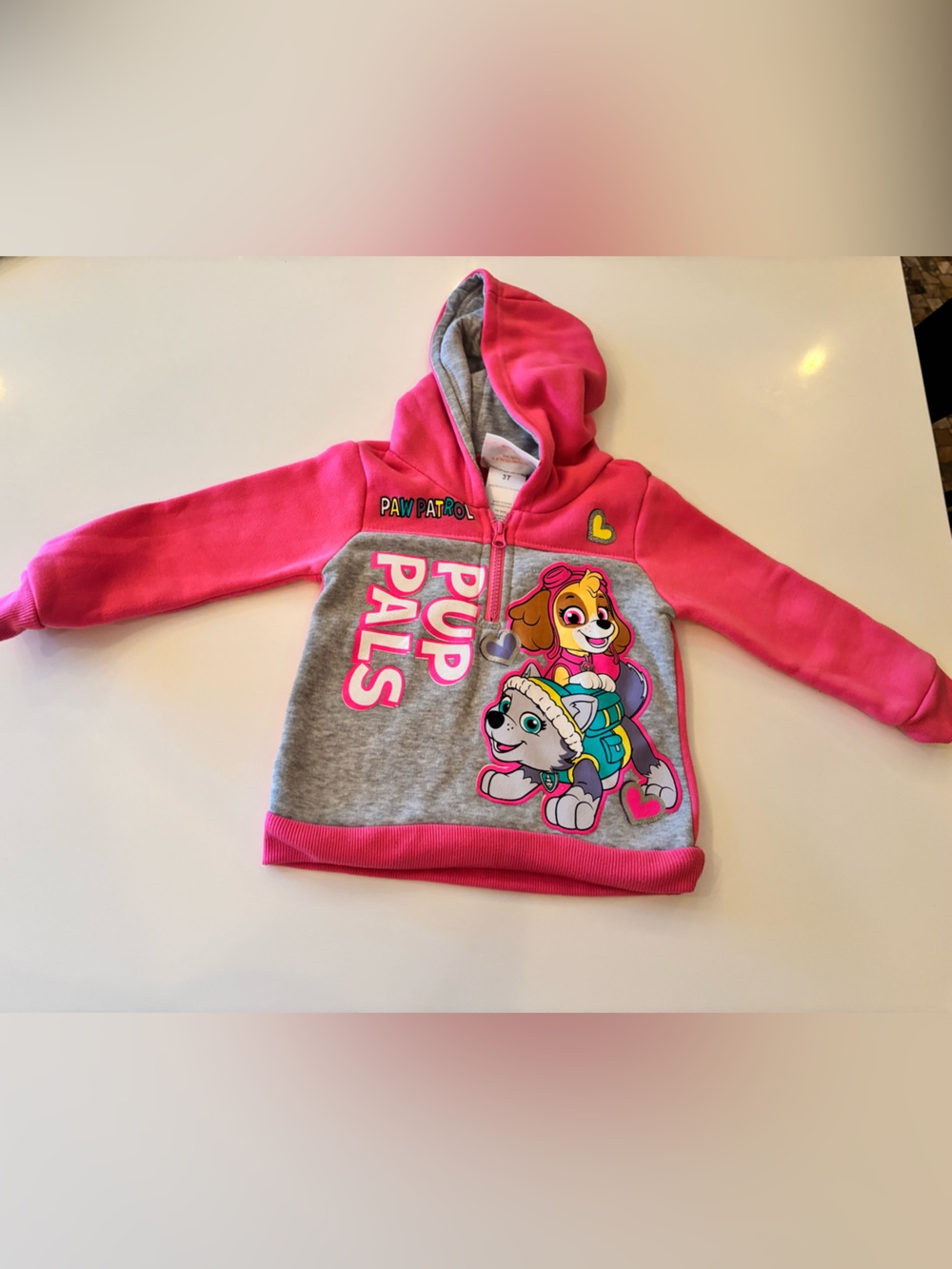Paw patrol Girls' Pink & Gray Hooded Zip-Up sweater - 3T